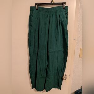 EUC Gap Cotton Gauze Easy Barrel Pants - Medium - Rain Forest Green
